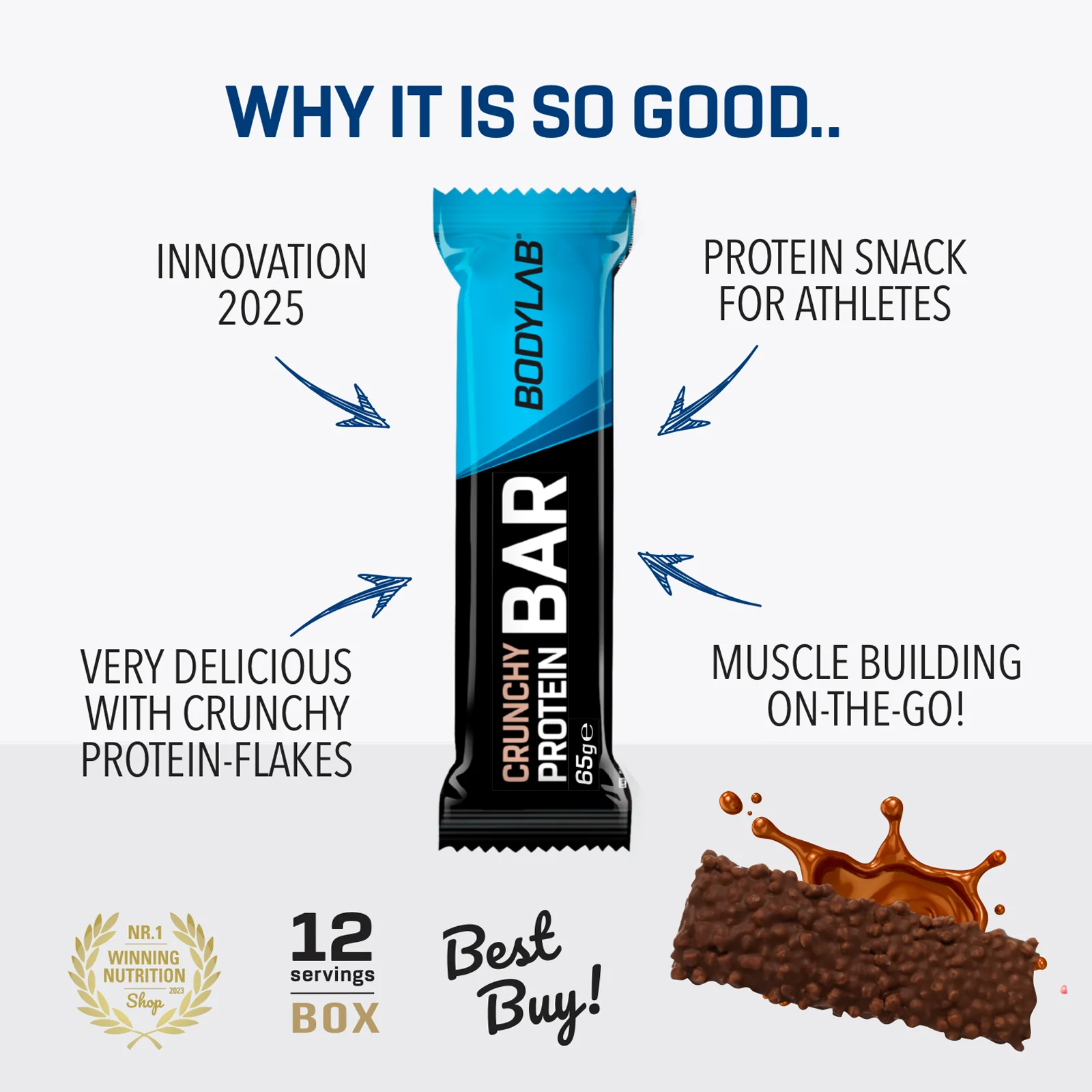 3 x Crunchy Protein Bar Deluxe (je 12x65g) - Image 3