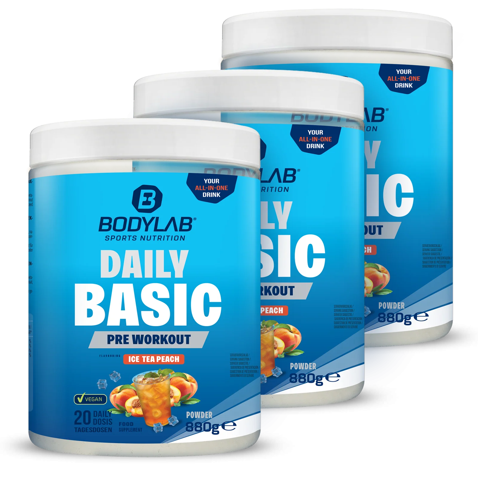 3 x Daily Basic Powder Ice Tea Peach (elk 880g)