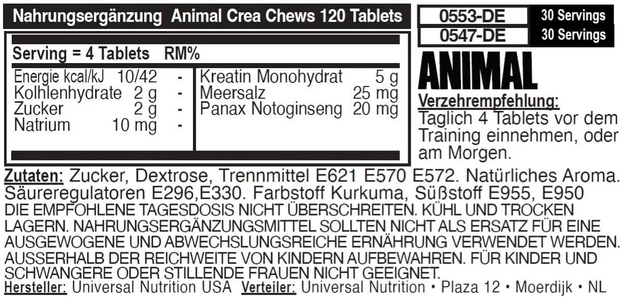 Animal Creatine Chews (120 Kautabletten) - Image 6