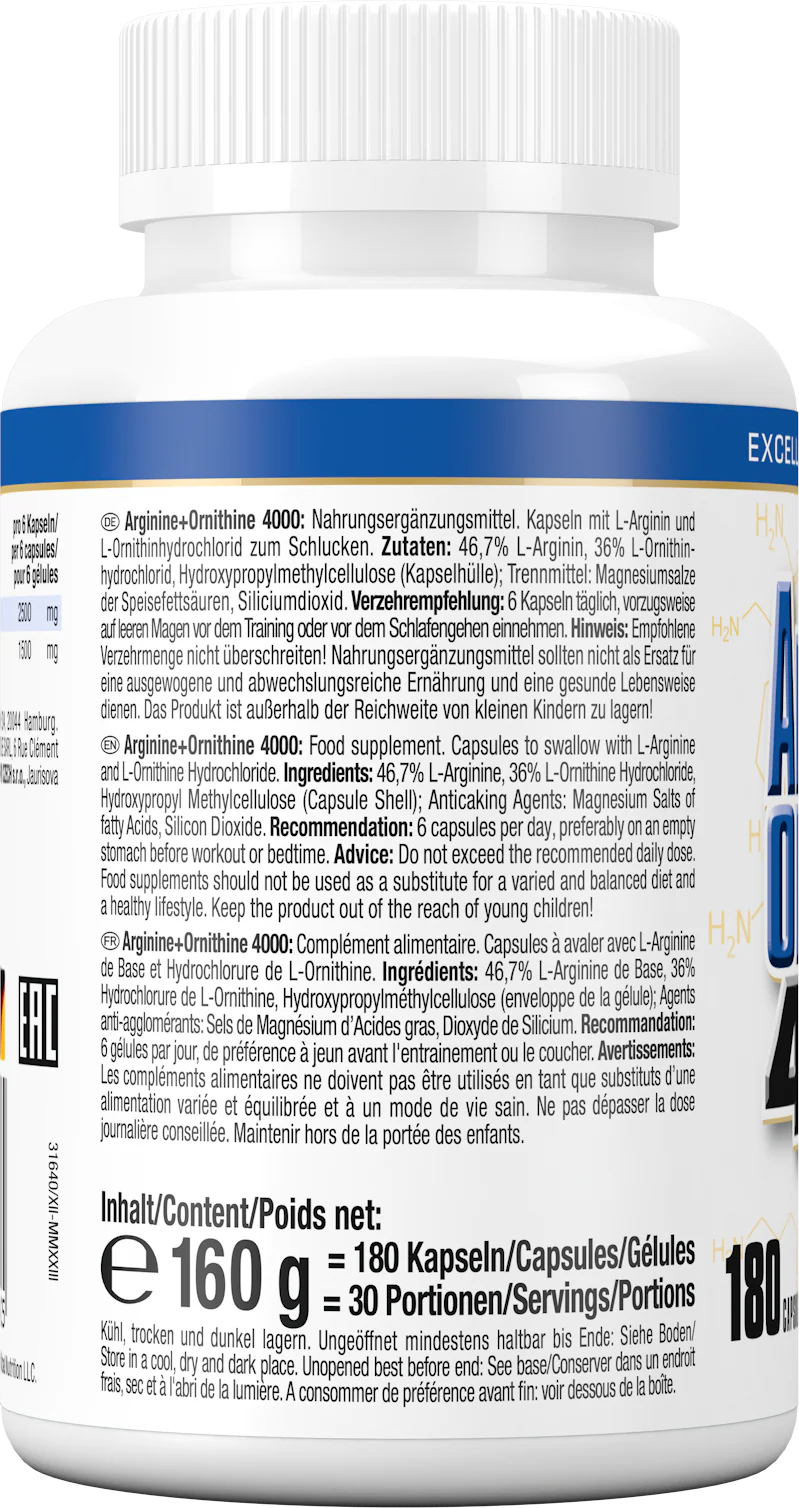 Arginine + Ornithine 4.000 (180 caps) - Image 3