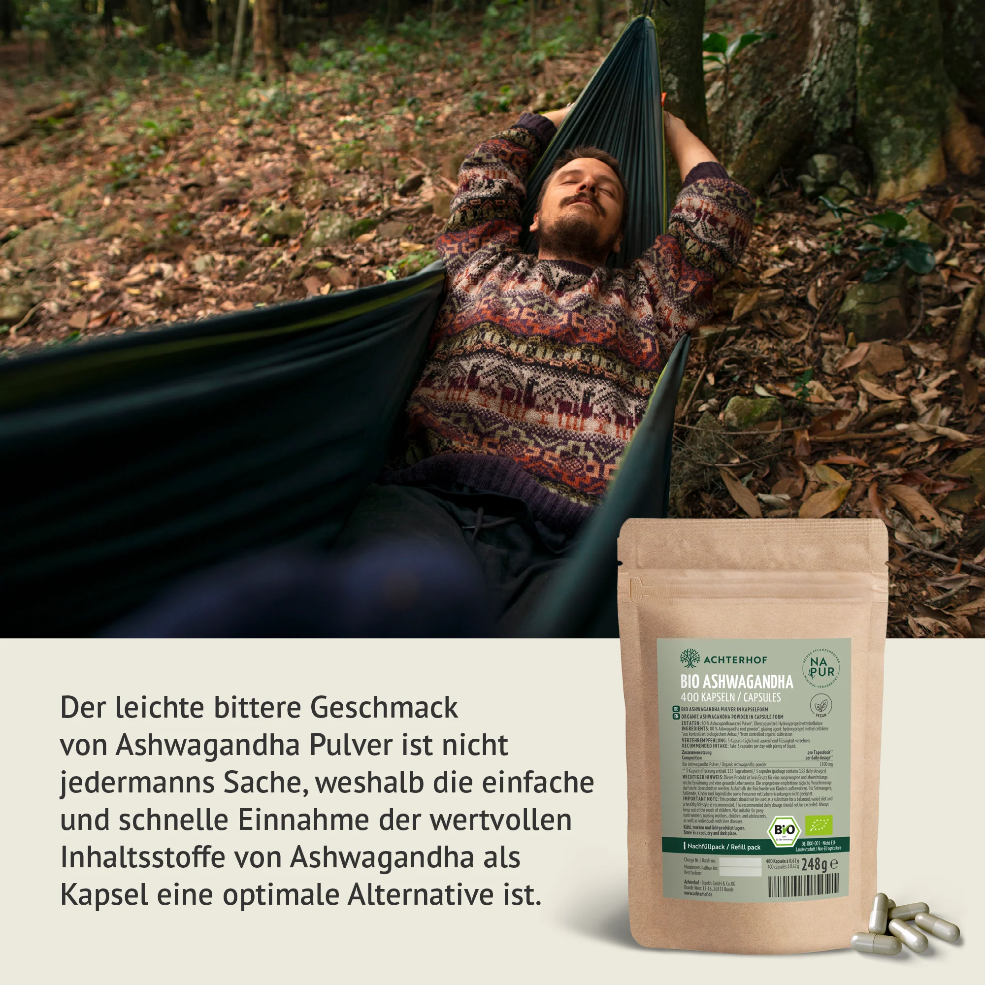 Bio Ashwagandha Kapseln Nachfüllpack (400 Kapseln) - Image 4