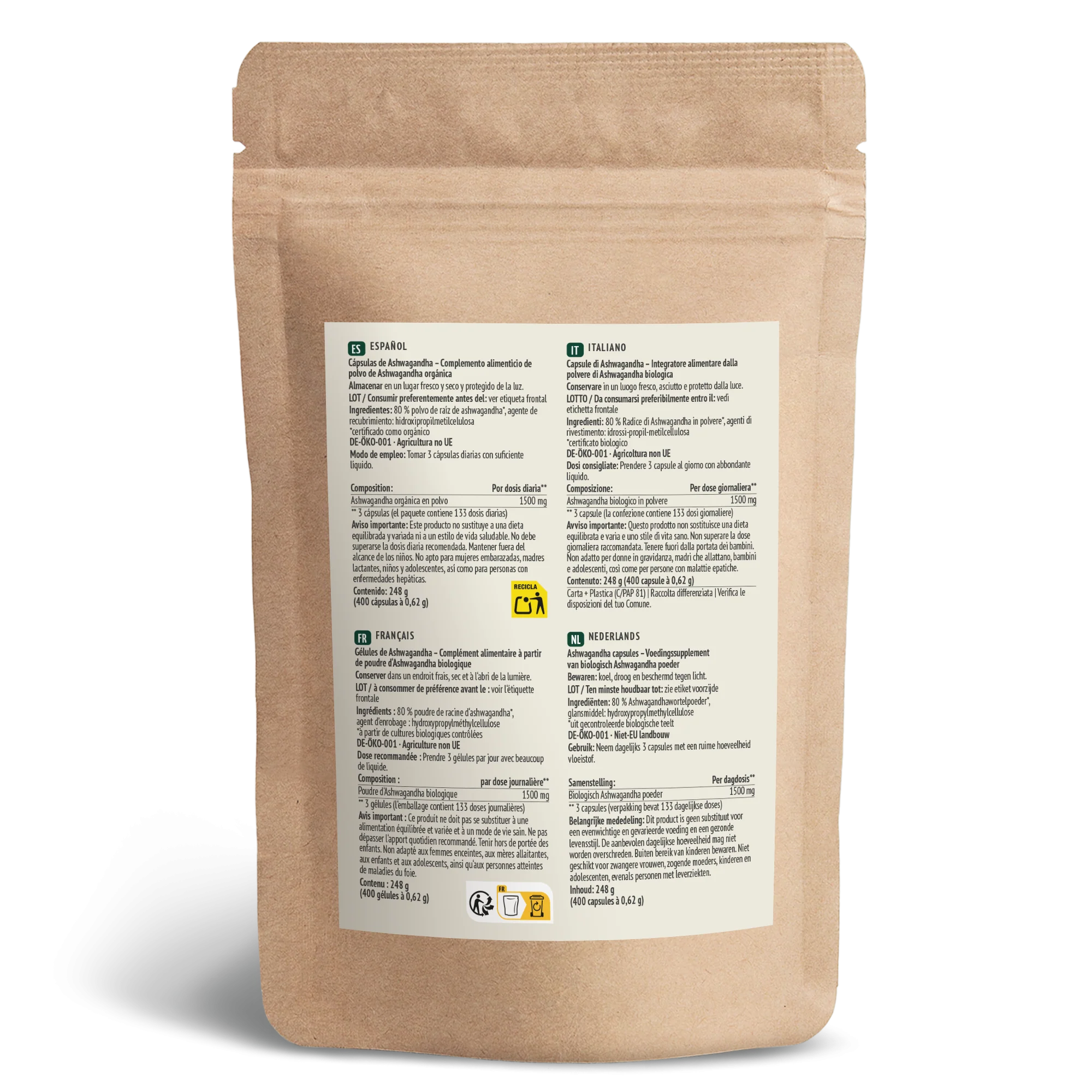 Bio Ashwagandha Kapseln Nachfüllpack (400 Kapseln) - Image 9