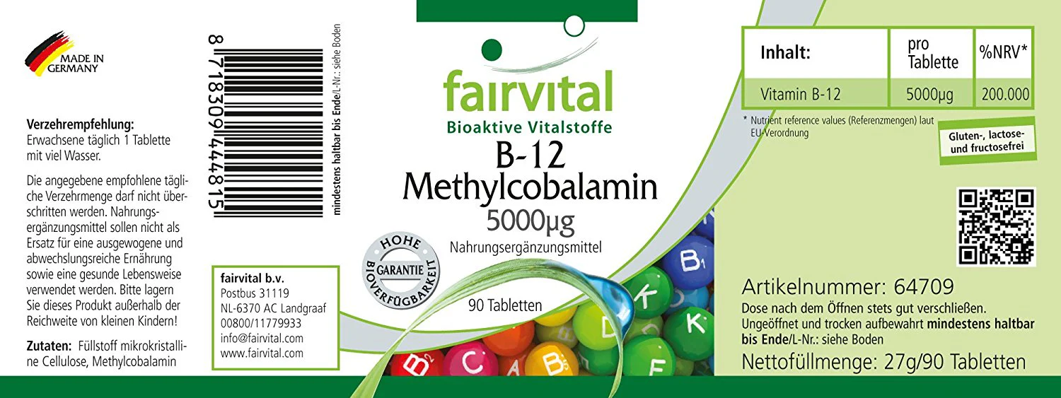 B-12 Methylcobalamin 5000µg (90 Tabletten) - Image 2
