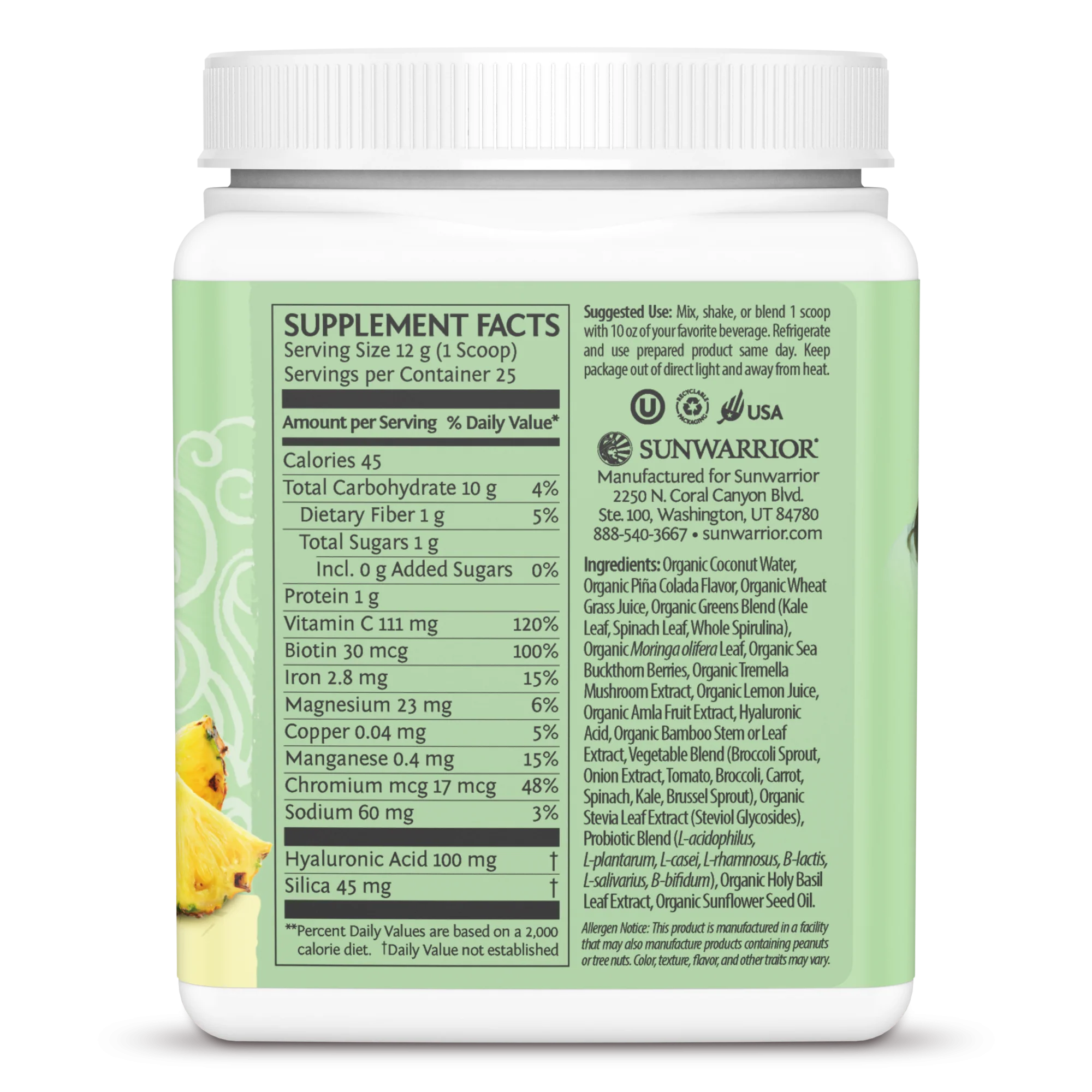 Beauty Greens Collagen Piña Colada (300g) - Image 4