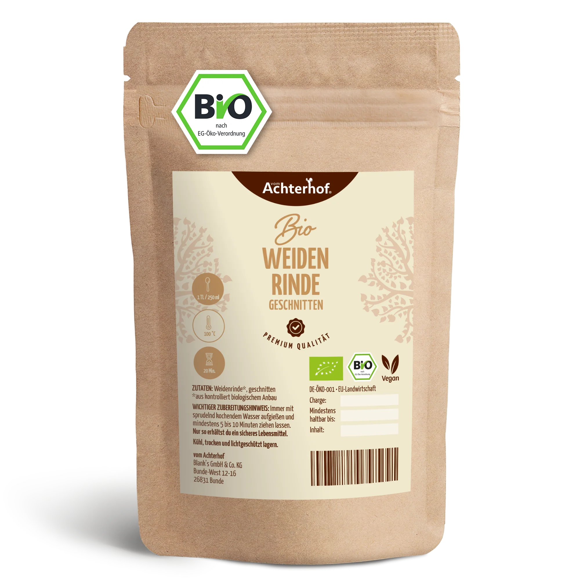 Weidenrinde geschnitten Bio (500g)