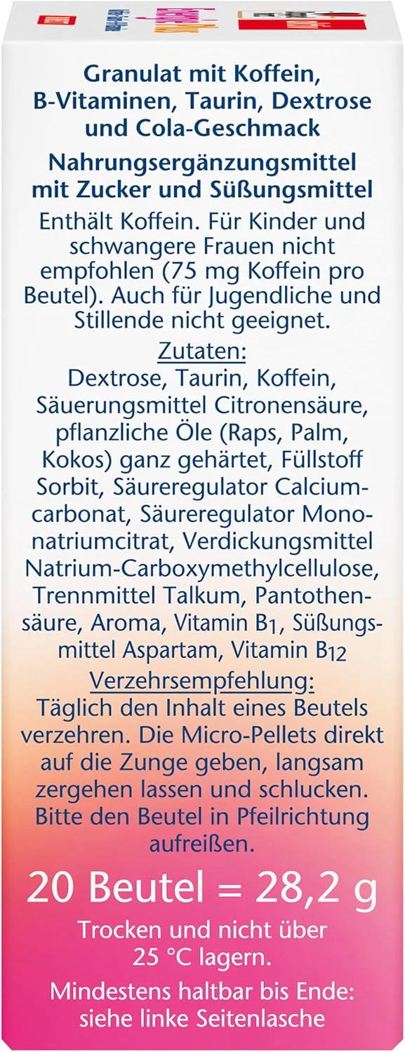 Energie Plus Koffein + Taurin + B-Vitamine Direct (20 Portionsbeutel) - Image 3