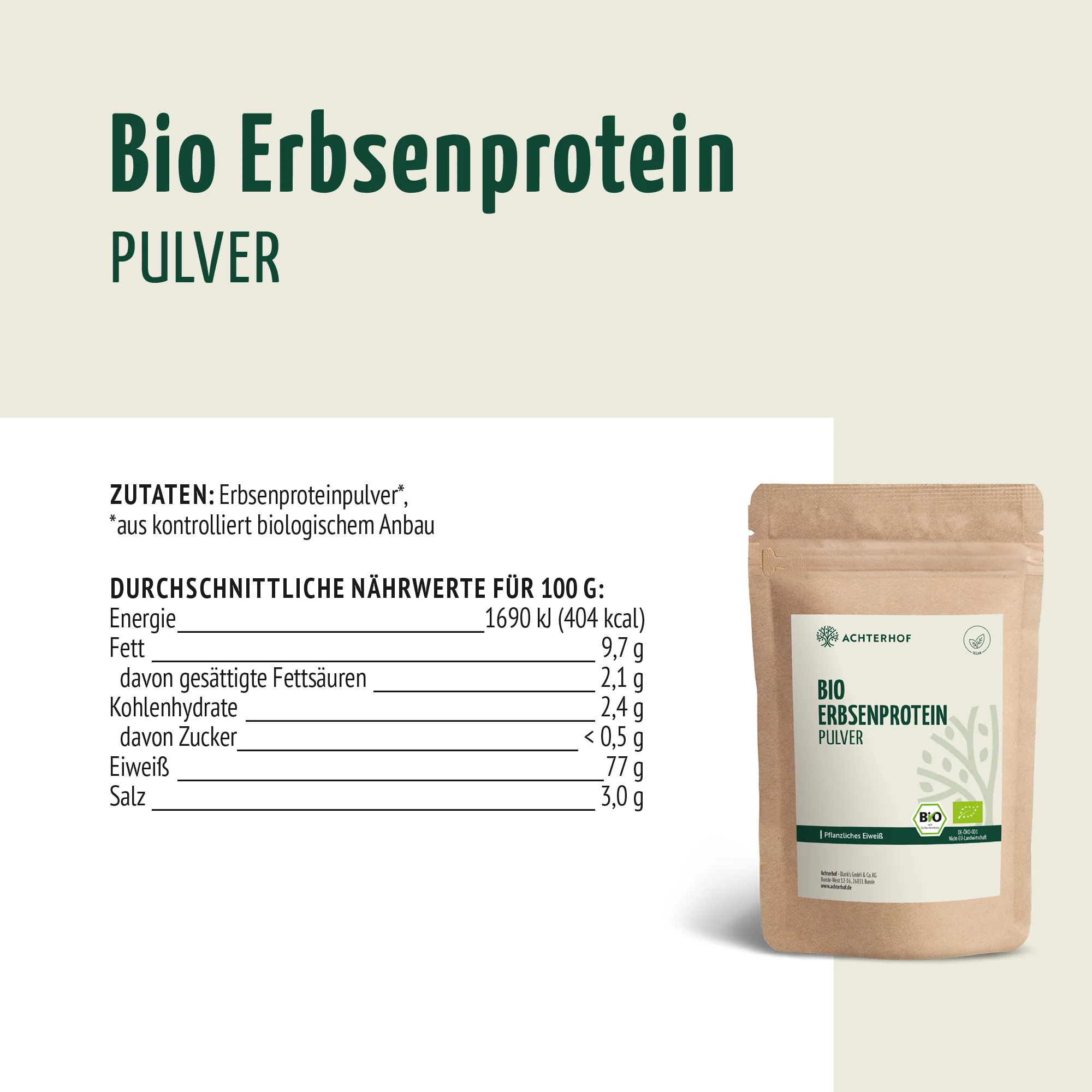 Bio Erbsenprotein Pulver (250g) - Image 6