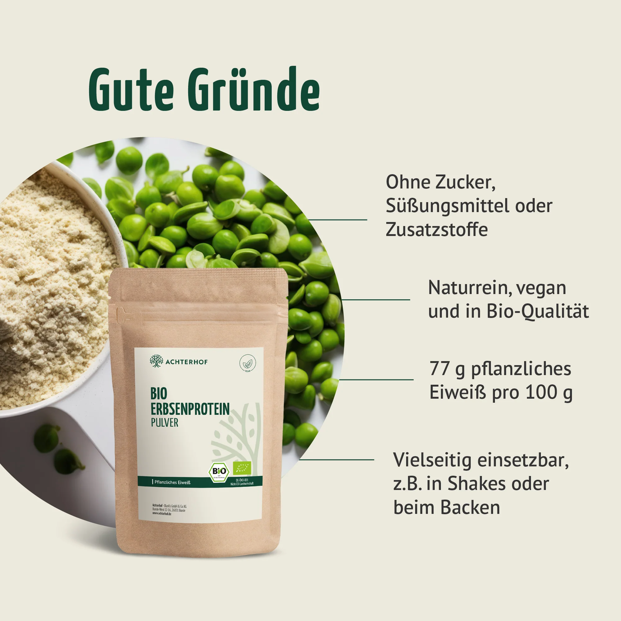 Bio Erbsenprotein Pulver (500g) - Image 4