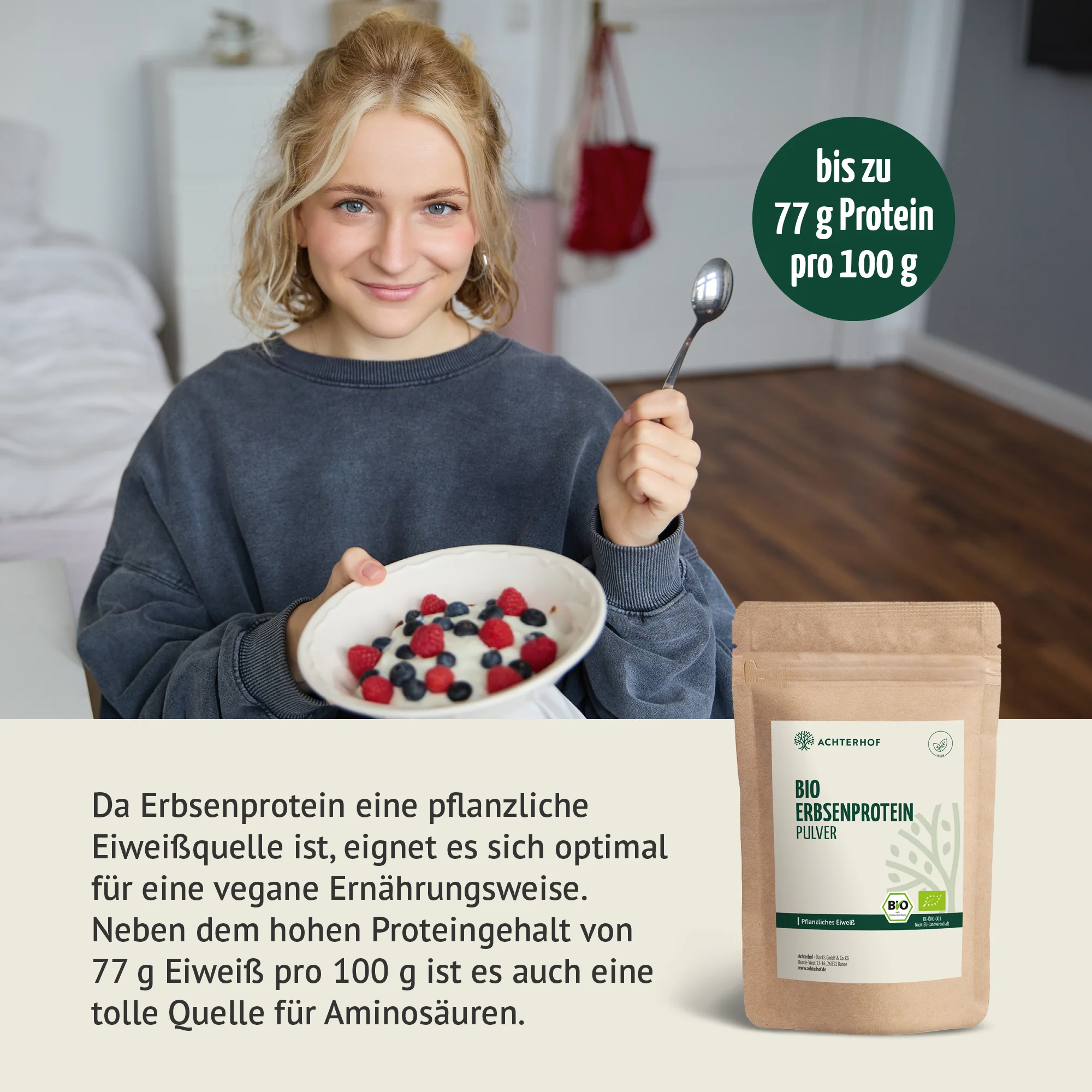 Bio Erbsenprotein Pulver (500g) - Image 5
