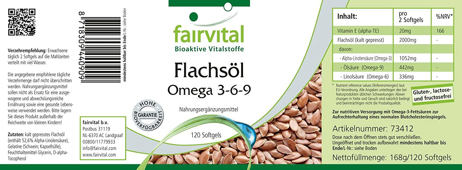 Flachsöl Leinöl Omega-3-6-9 (120 Kapseln) - Image 2