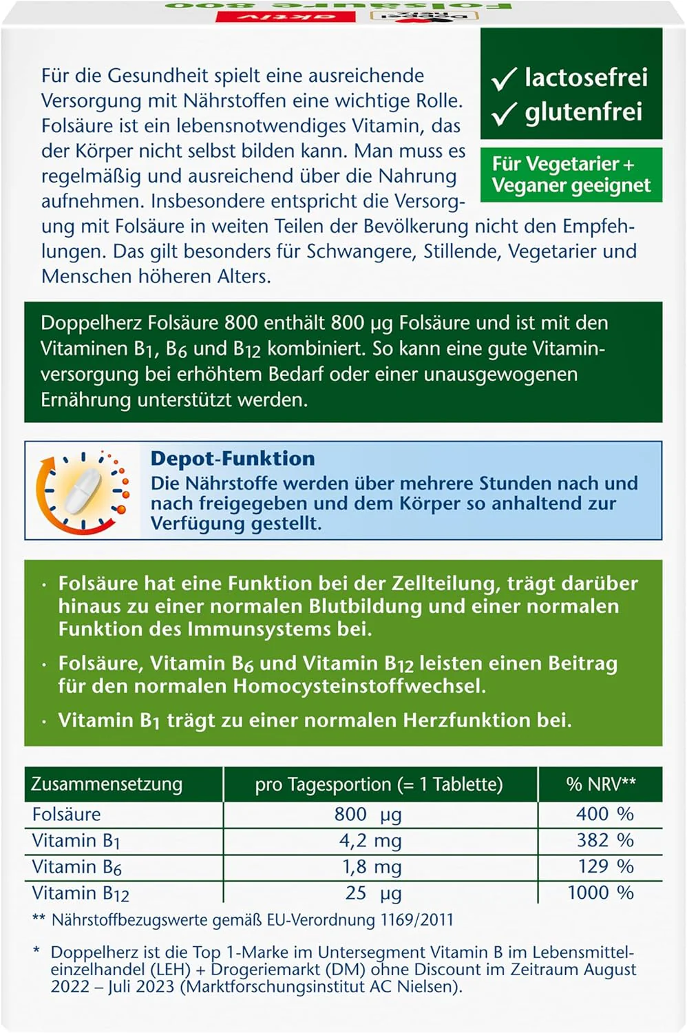 Folsäure 800 Depot (60 Tabletten) - Image 2