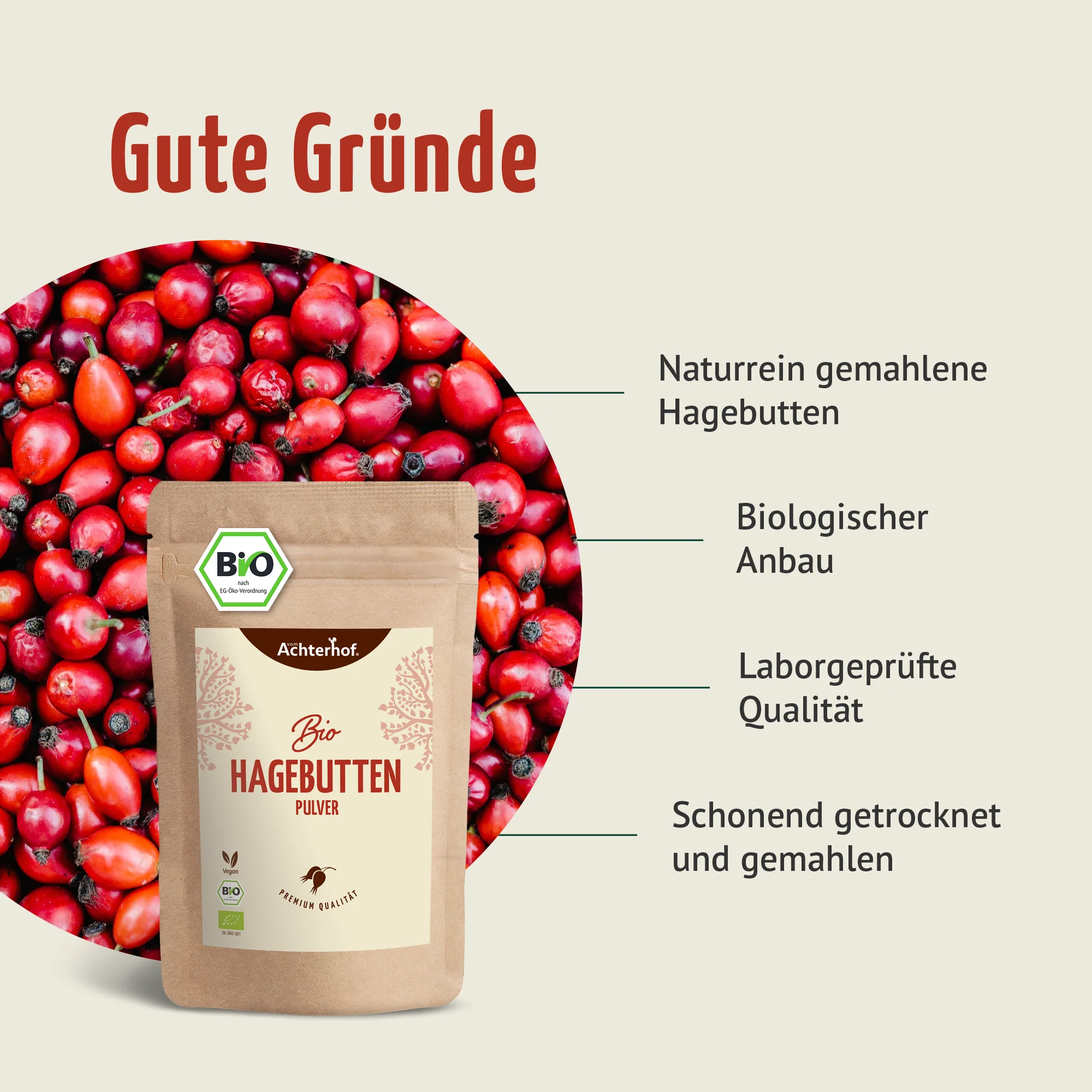 Bio Hagebutten Pulver (500g) - Image 4