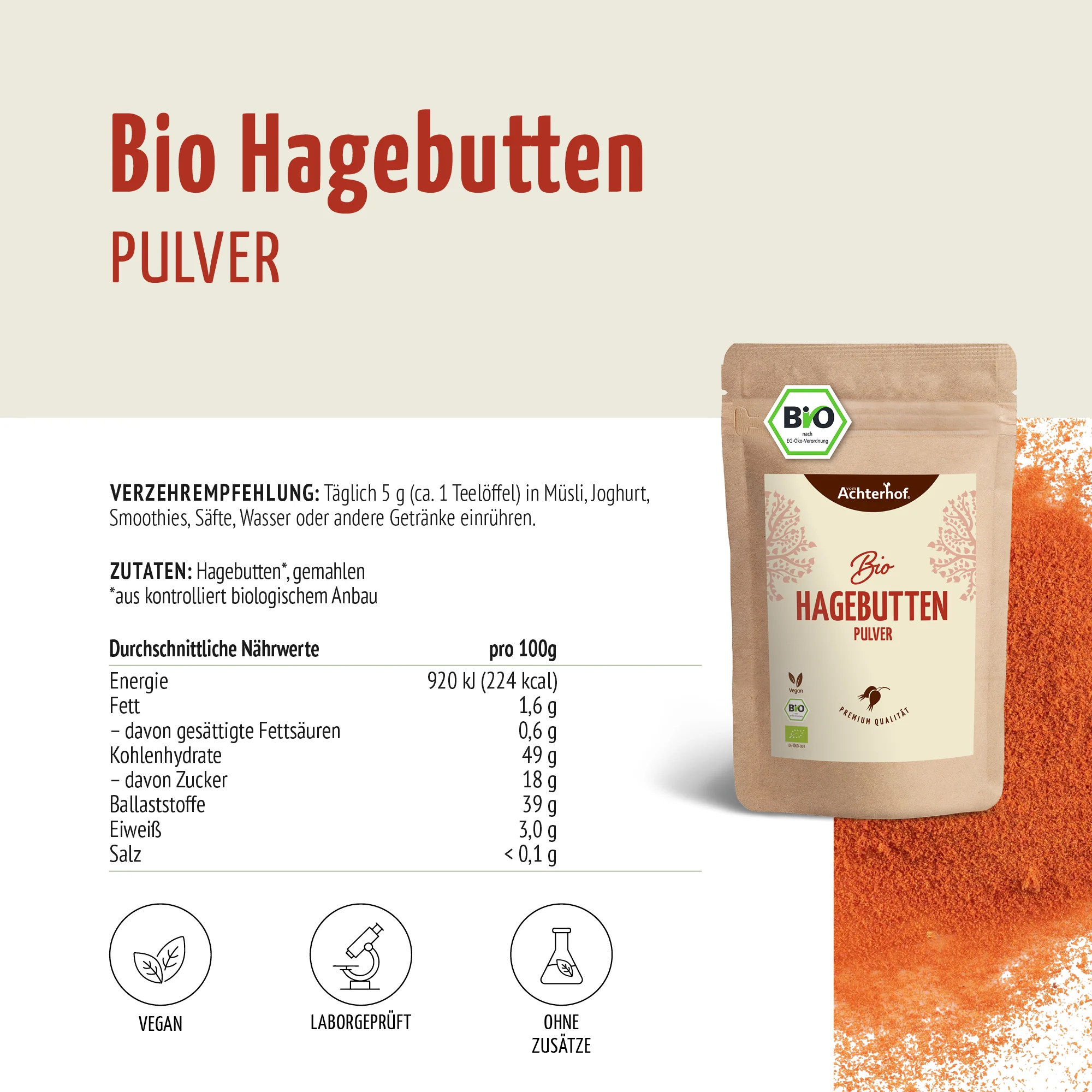 Bio Hagebutten Pulver (500g) - Image 8