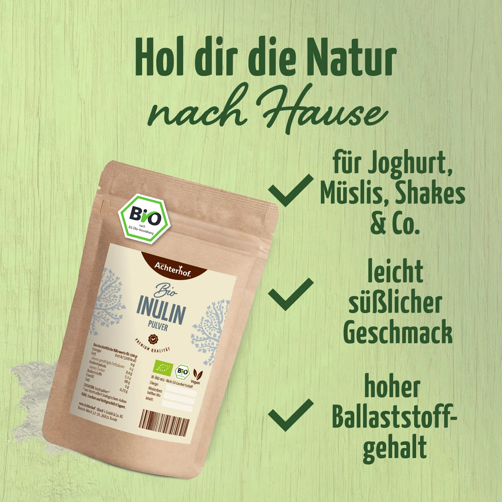 Agaven Inulin Pulver Bio (500g) - Image 3