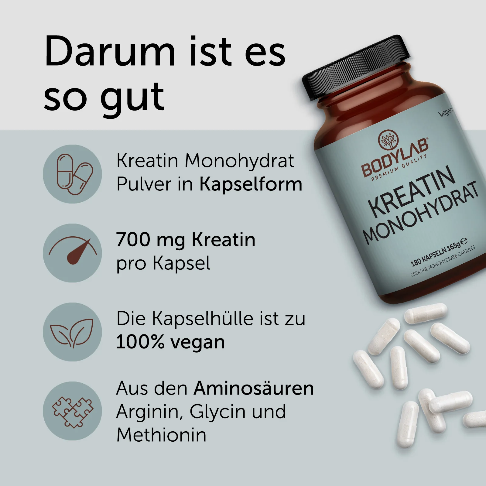 Kreatin Monohydrat (180 capsules) - Image 2