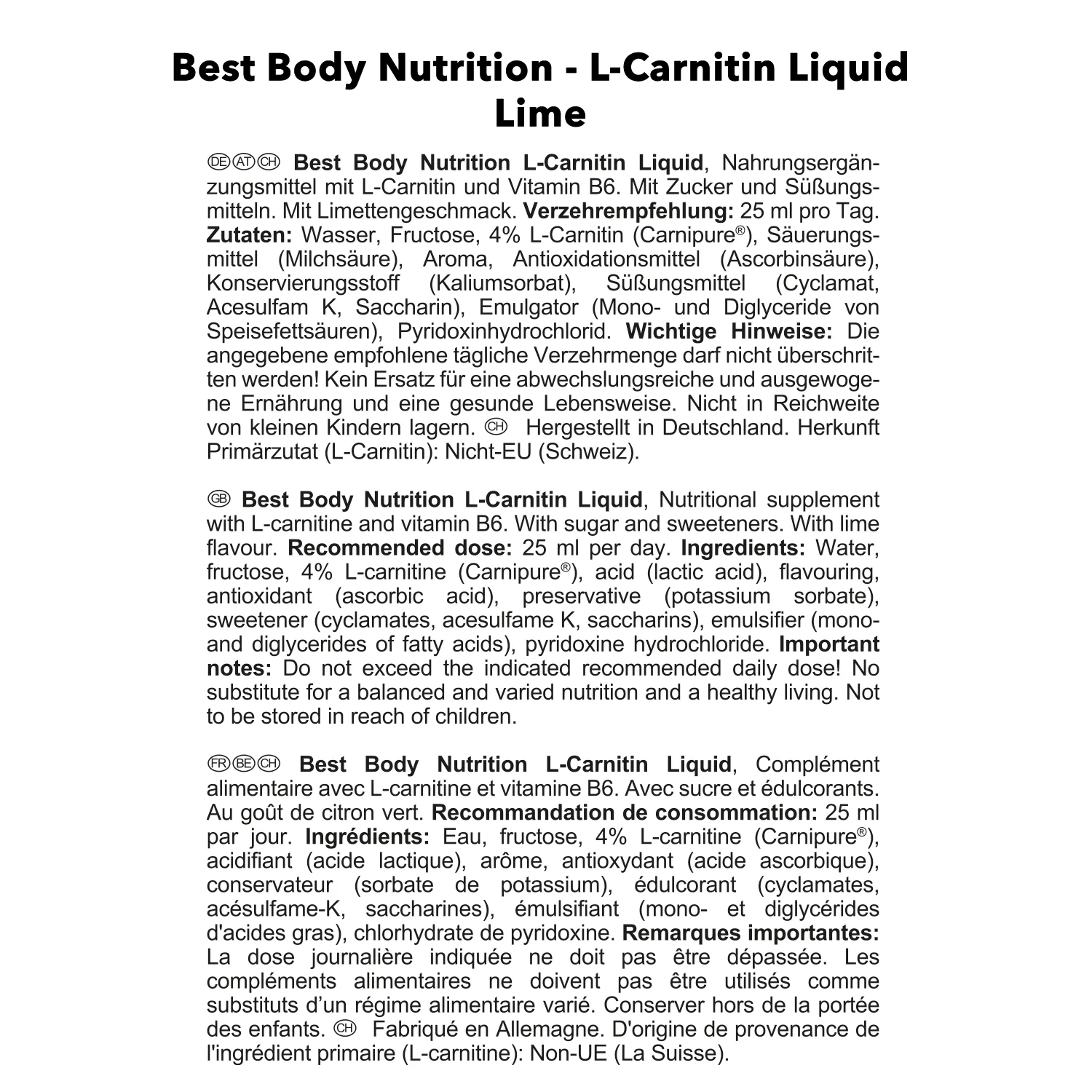 L-Carnitin Liquid (1000ml) - Image 2