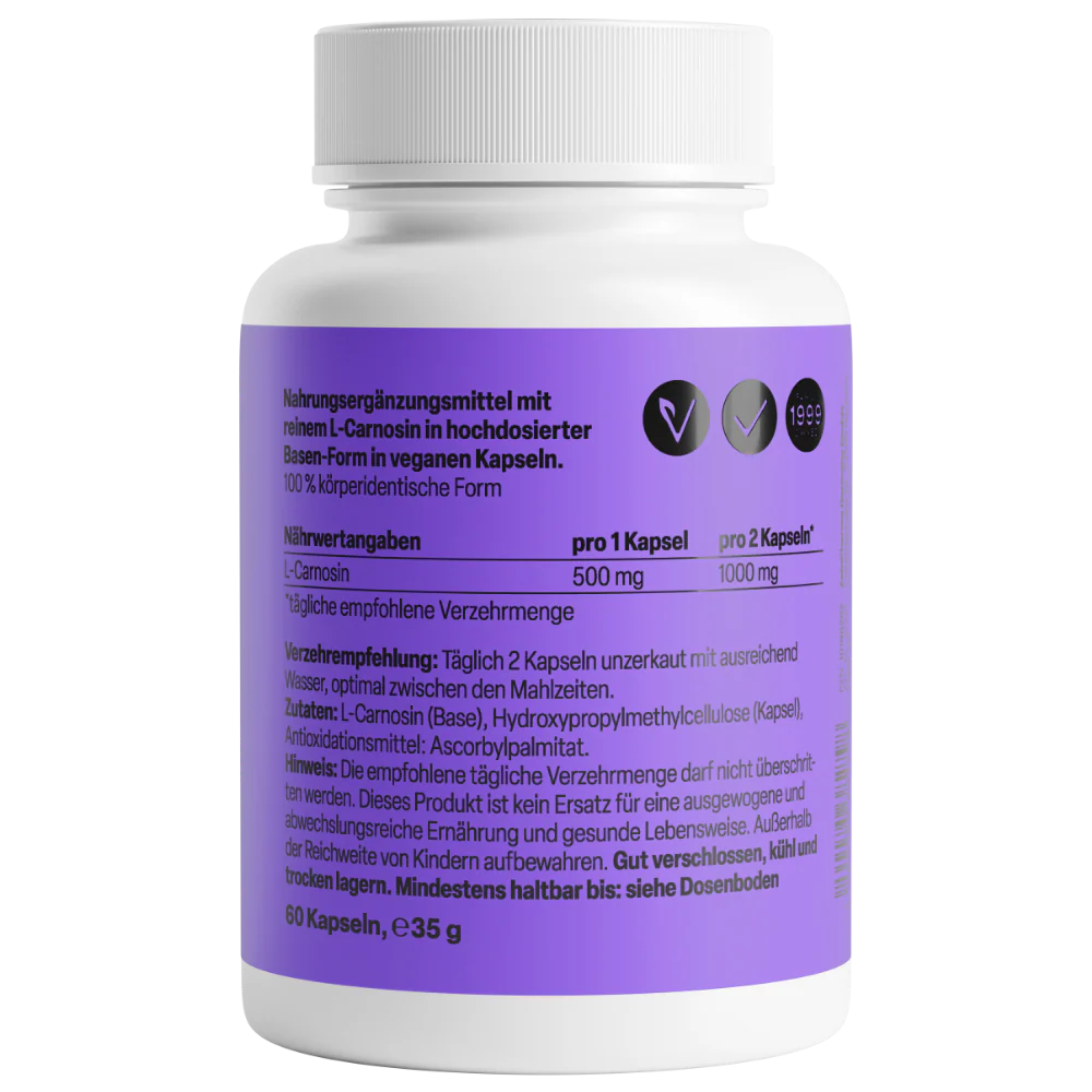 L-Carnosine 500mg (60 capsules) - Image 2