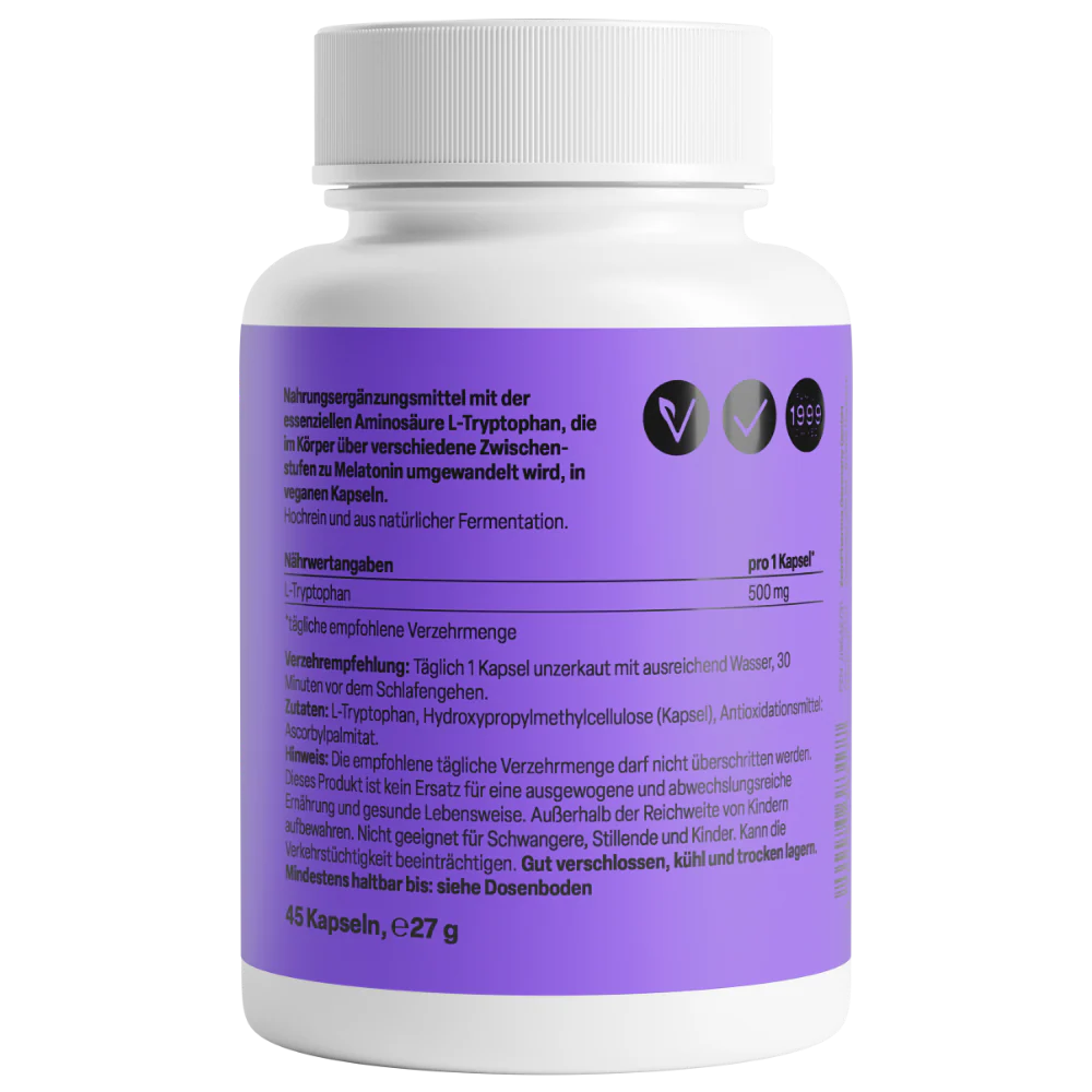 L-Tryptophan 500mg (45 capsules) - Image 2