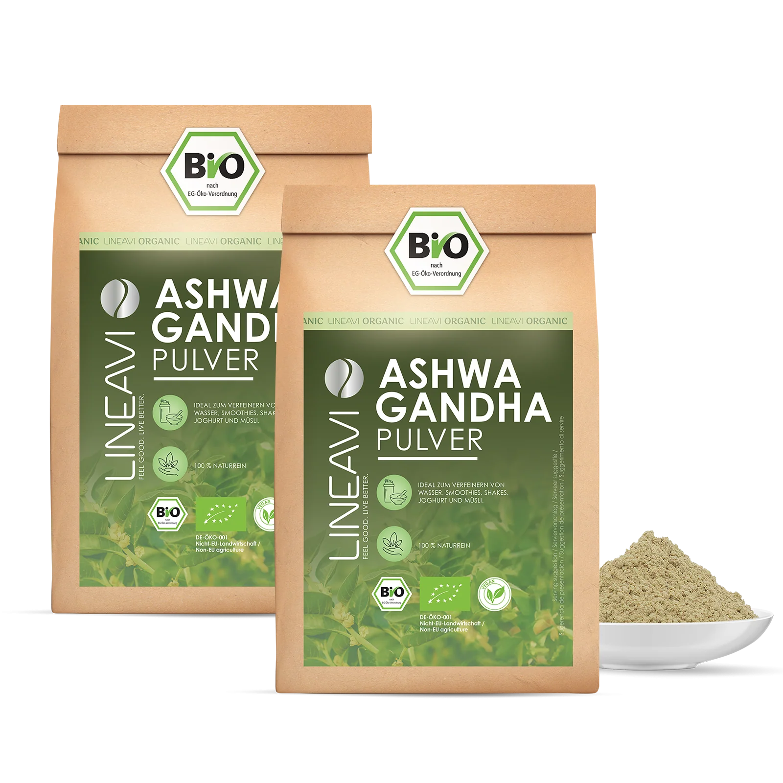 Doppelpack: Ashwagandhapulver bio (2x1000g)
