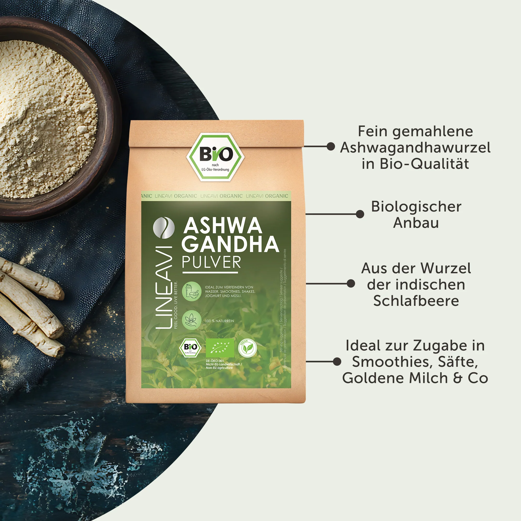 Doppelpack: Ashwagandhapulver bio (2x1000g) - Image 2