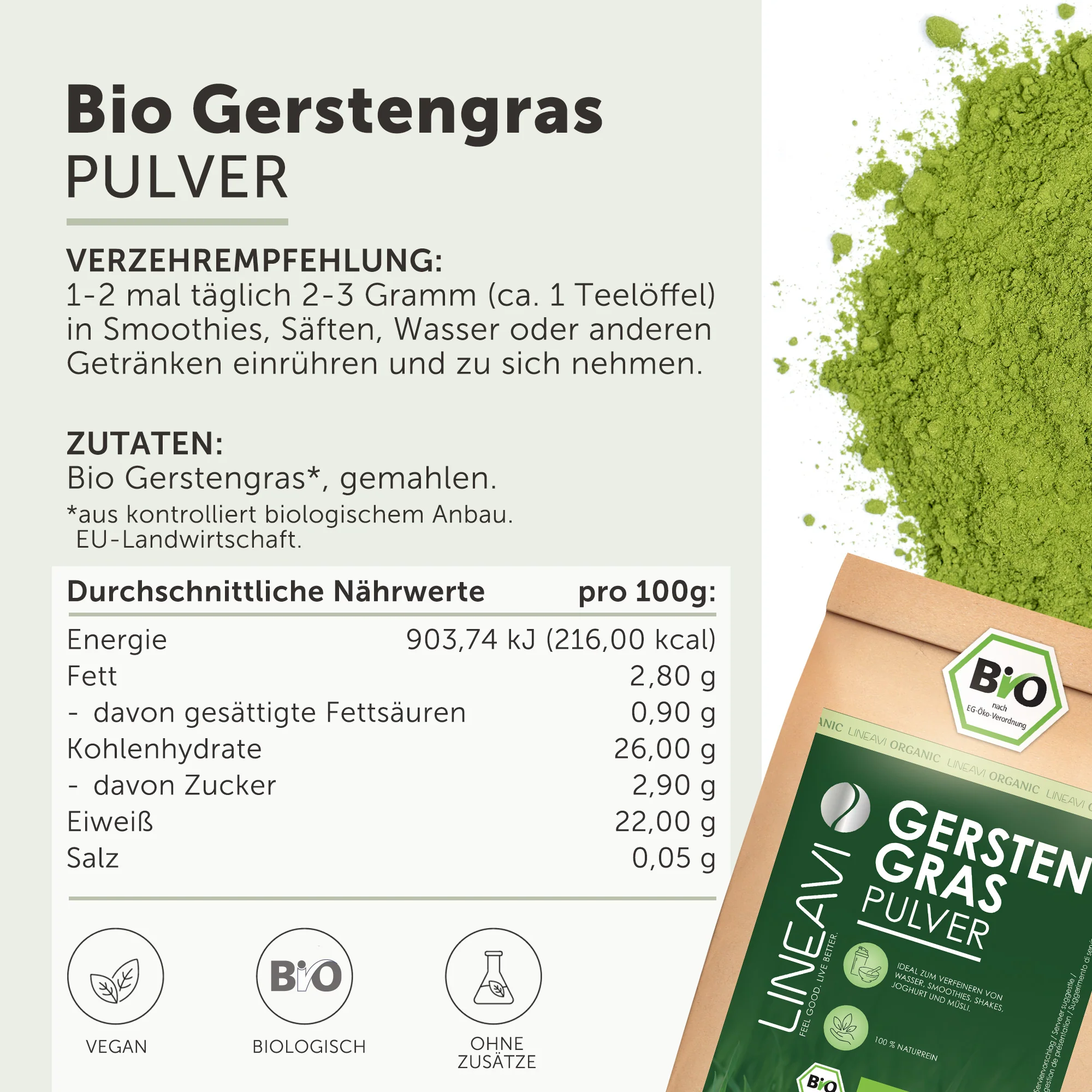 Doppelpack: Gerstengraspulver bio (2x1000g) - Image 3