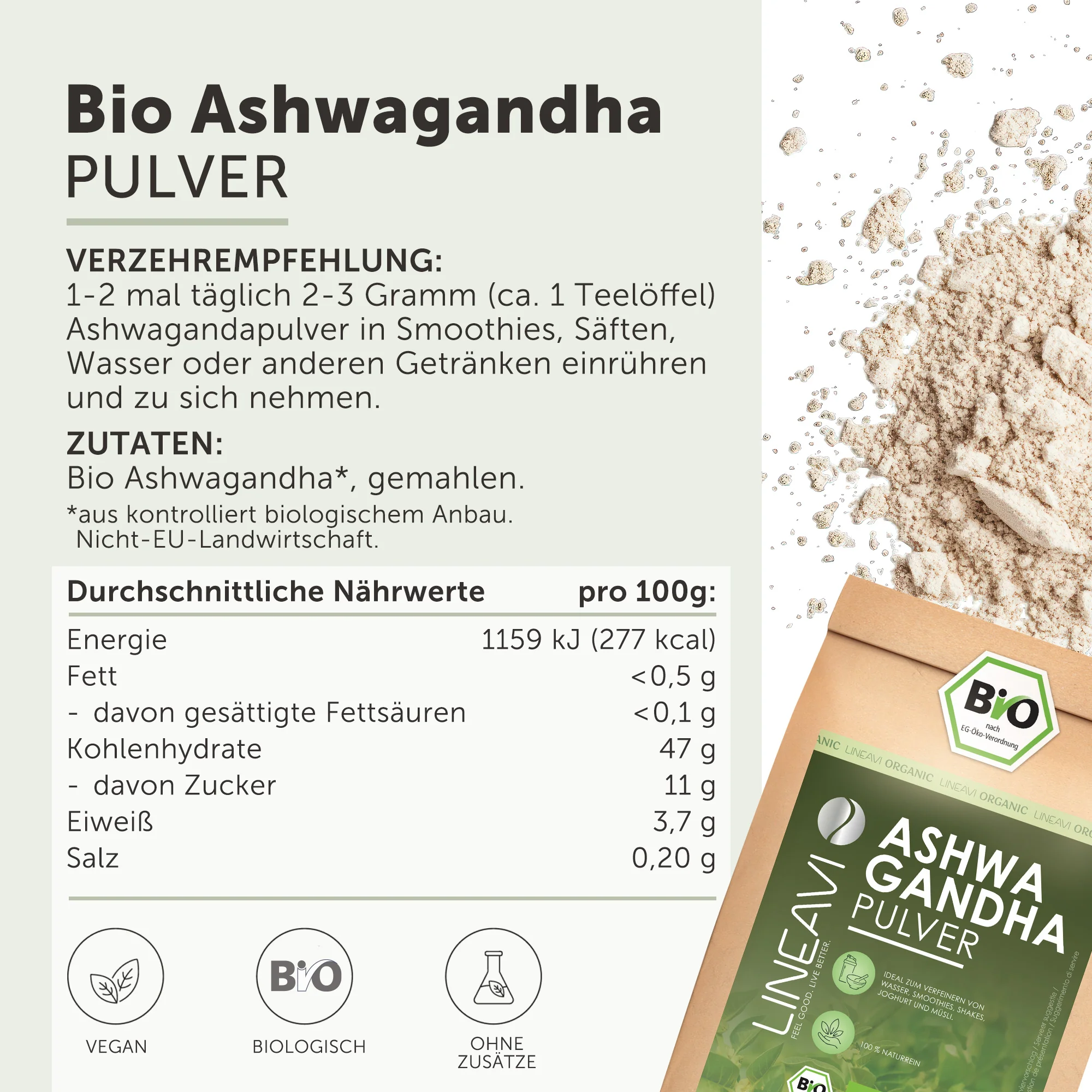 Ashwagandhapulver bio (1000g) - Image 5