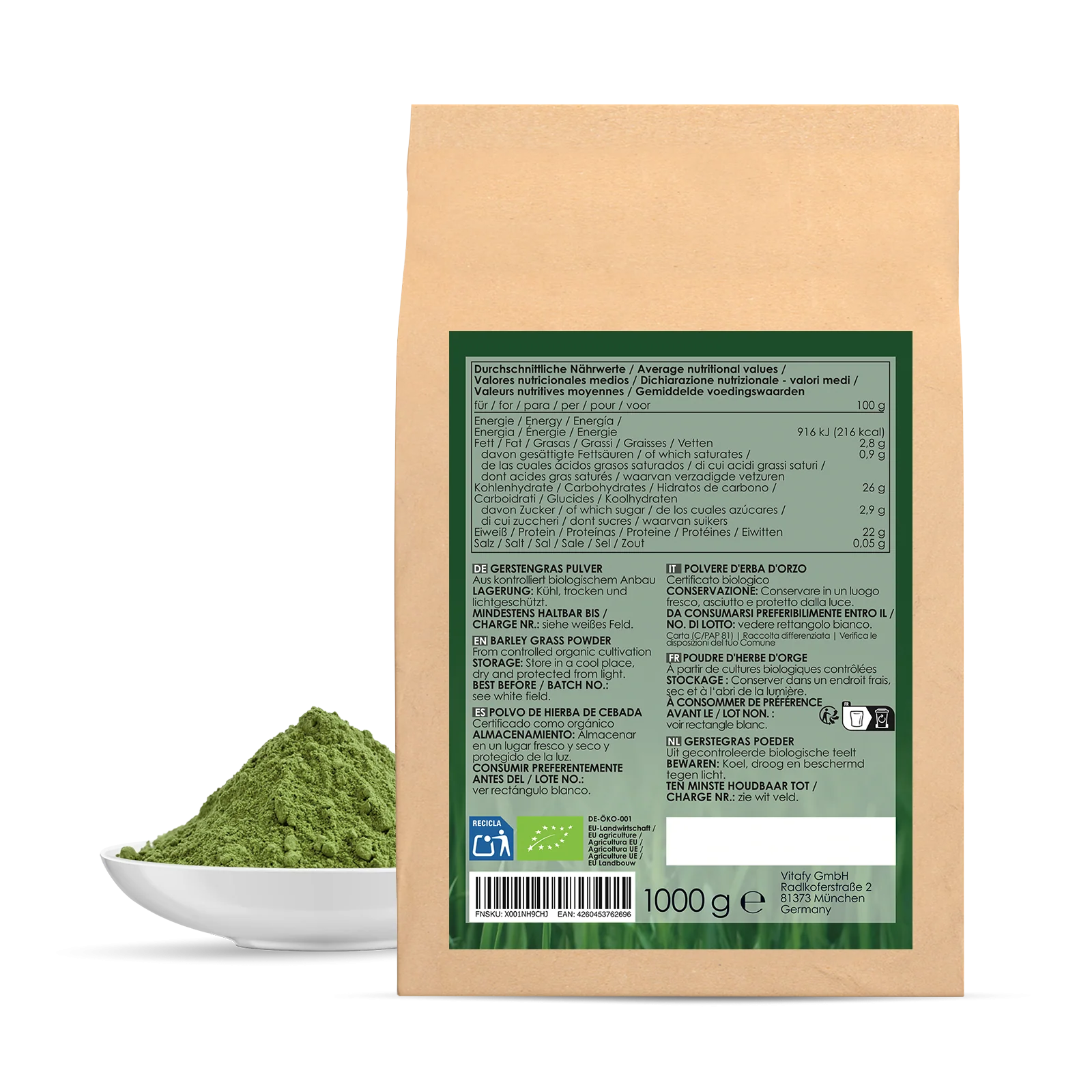 Gerstengraspulver bio (1000g) - Image 2