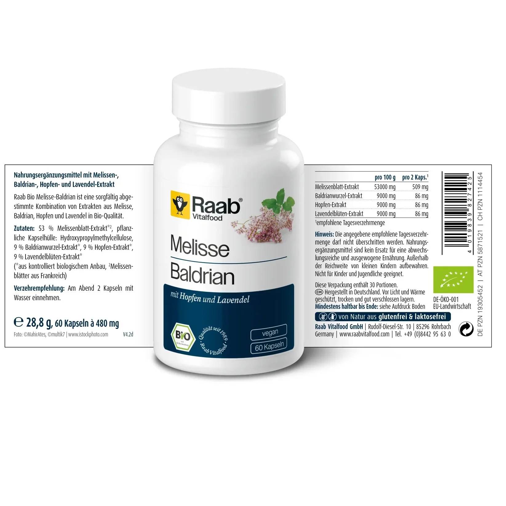 Lemon Balm Valerian Organic (60 capsules) - Image 2