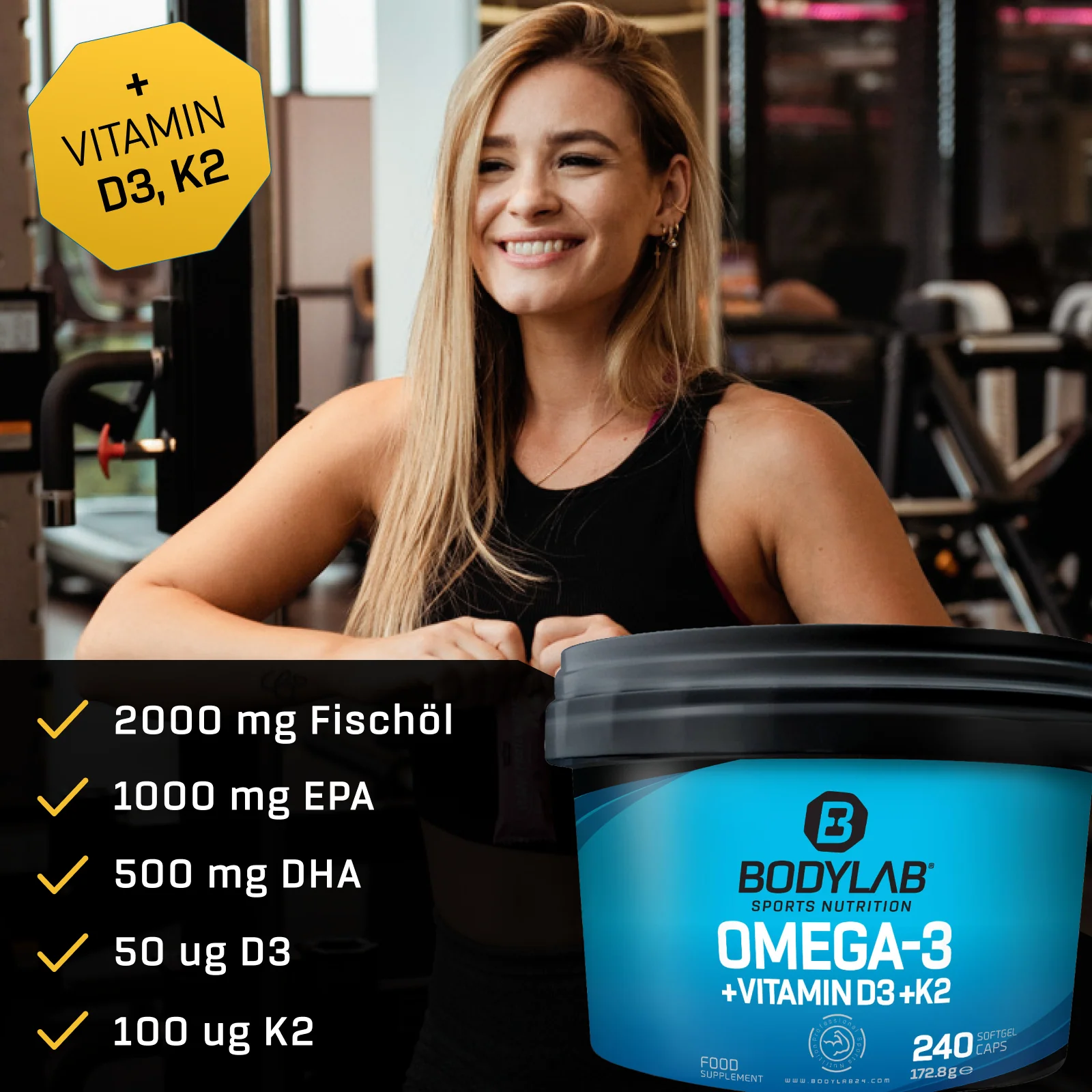 Omega-3 + D3 + K2 (omega-3 triglyceride + vitamins)  (240 softgel capsules) - Image 5