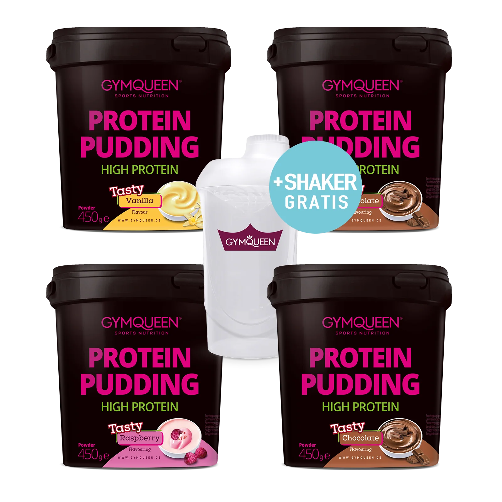4 x Protein Pudding + gratis shaker