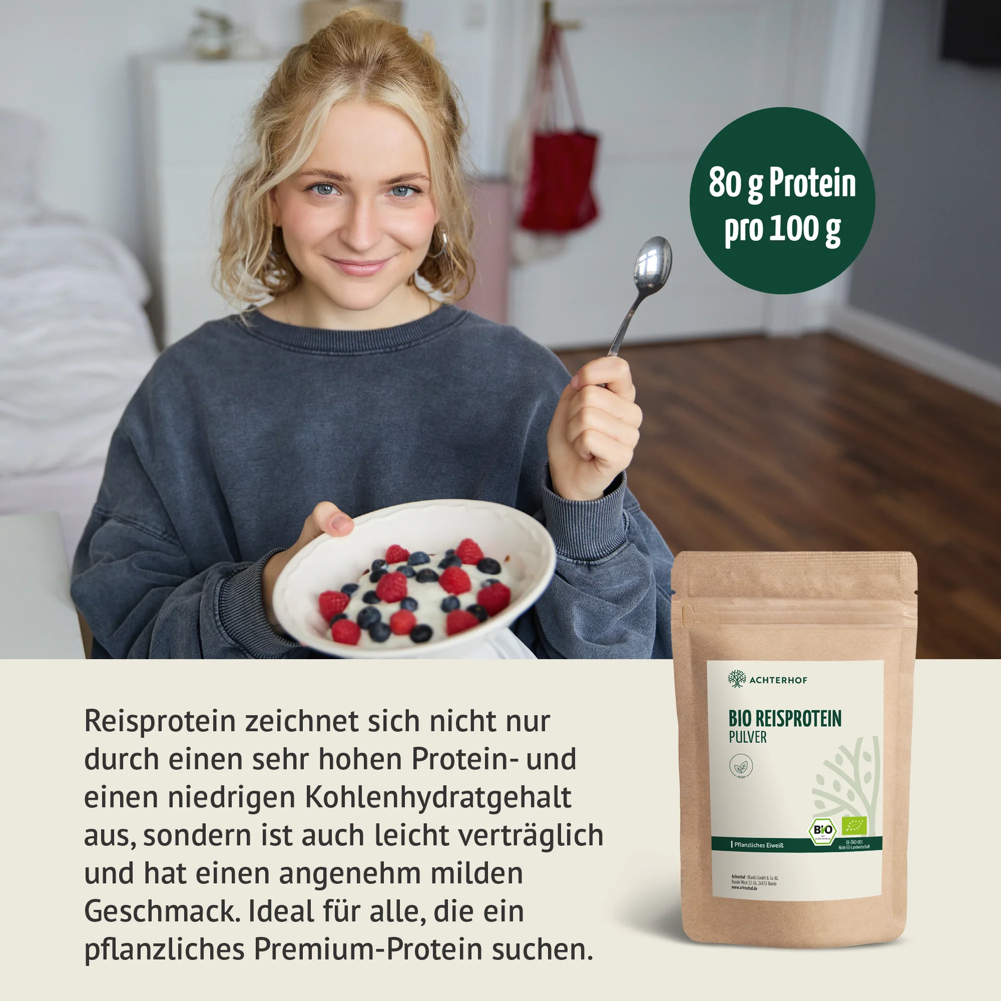 Bio Reisprotein Pulver (1000g) - Image 5