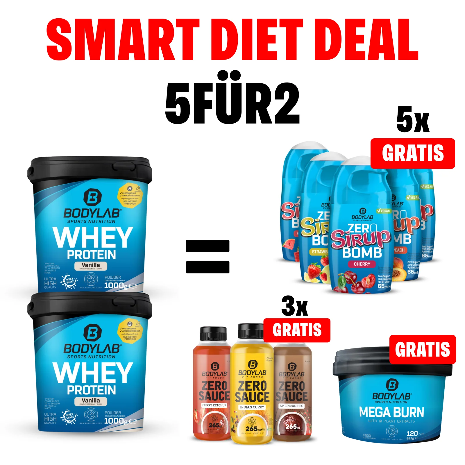 5Für2 Smart Diet-Powerpack mit Gratis Zero Saucen + Zero Sirup Bomb Mix + Mega Burn - Image 2