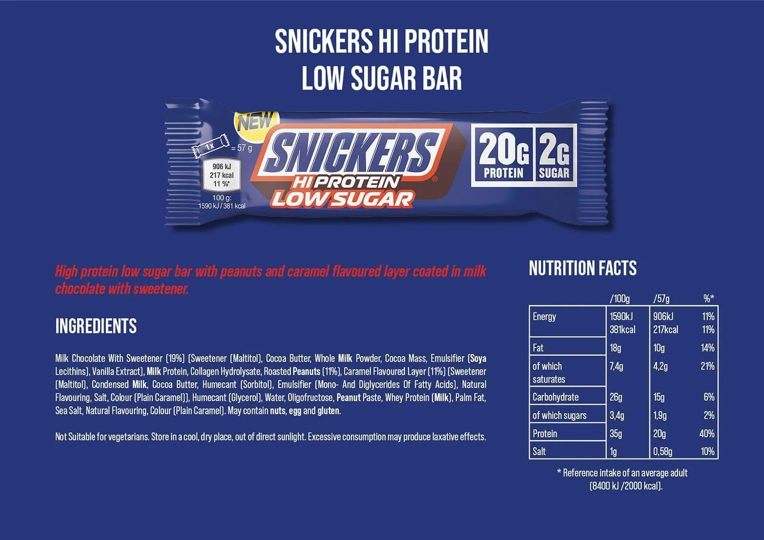 Snickers Low Sugar High Protein Bar (12x57g) - Image 5