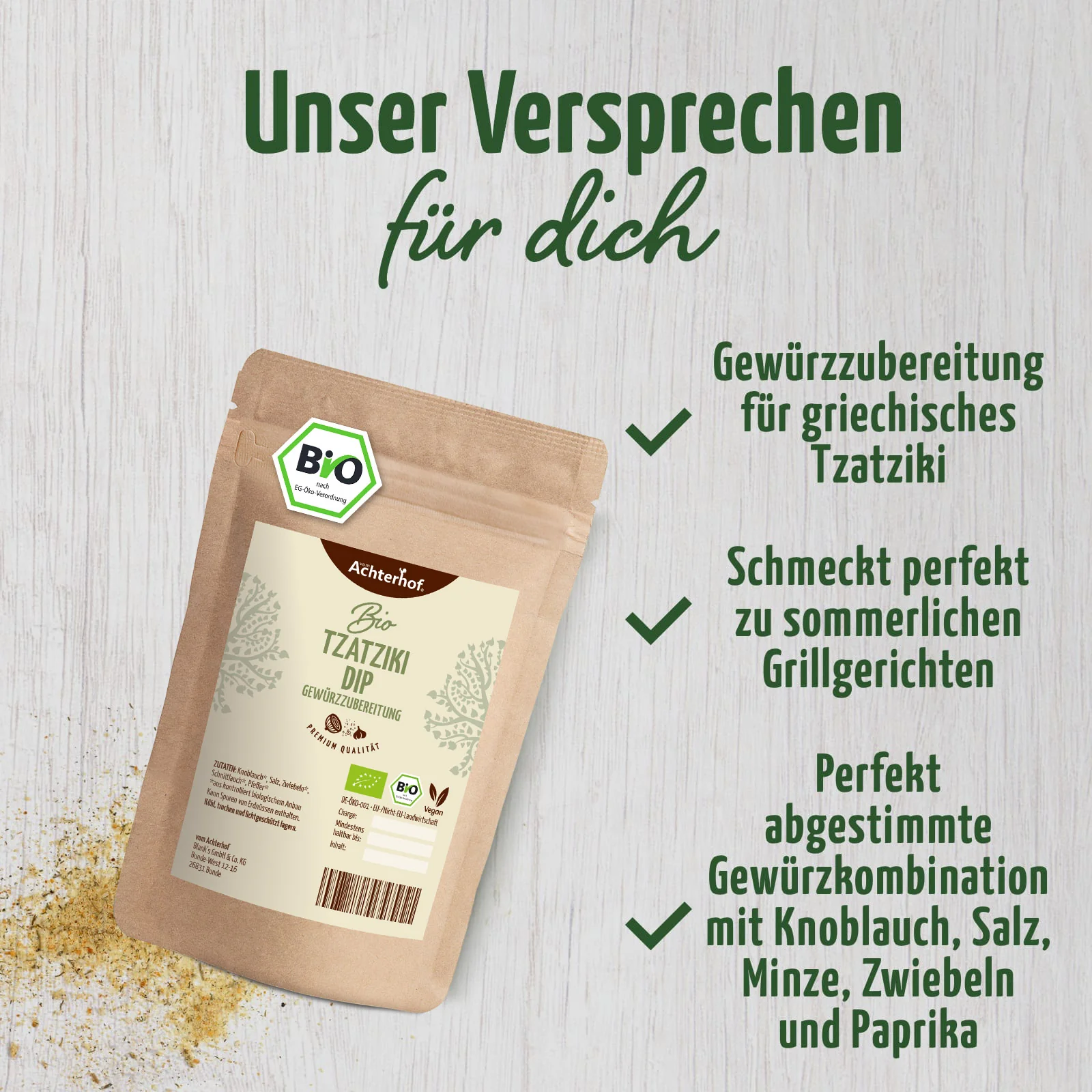 Tzatziki Dip Gewürzzubereitung Bio (100g) - Image 3