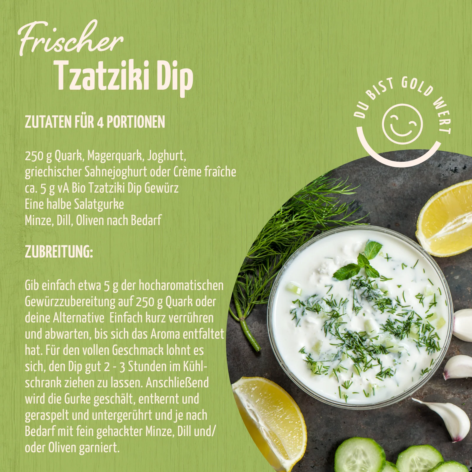 Tzatziki Dip Gewürzzubereitung Bio (100g) - Image 5