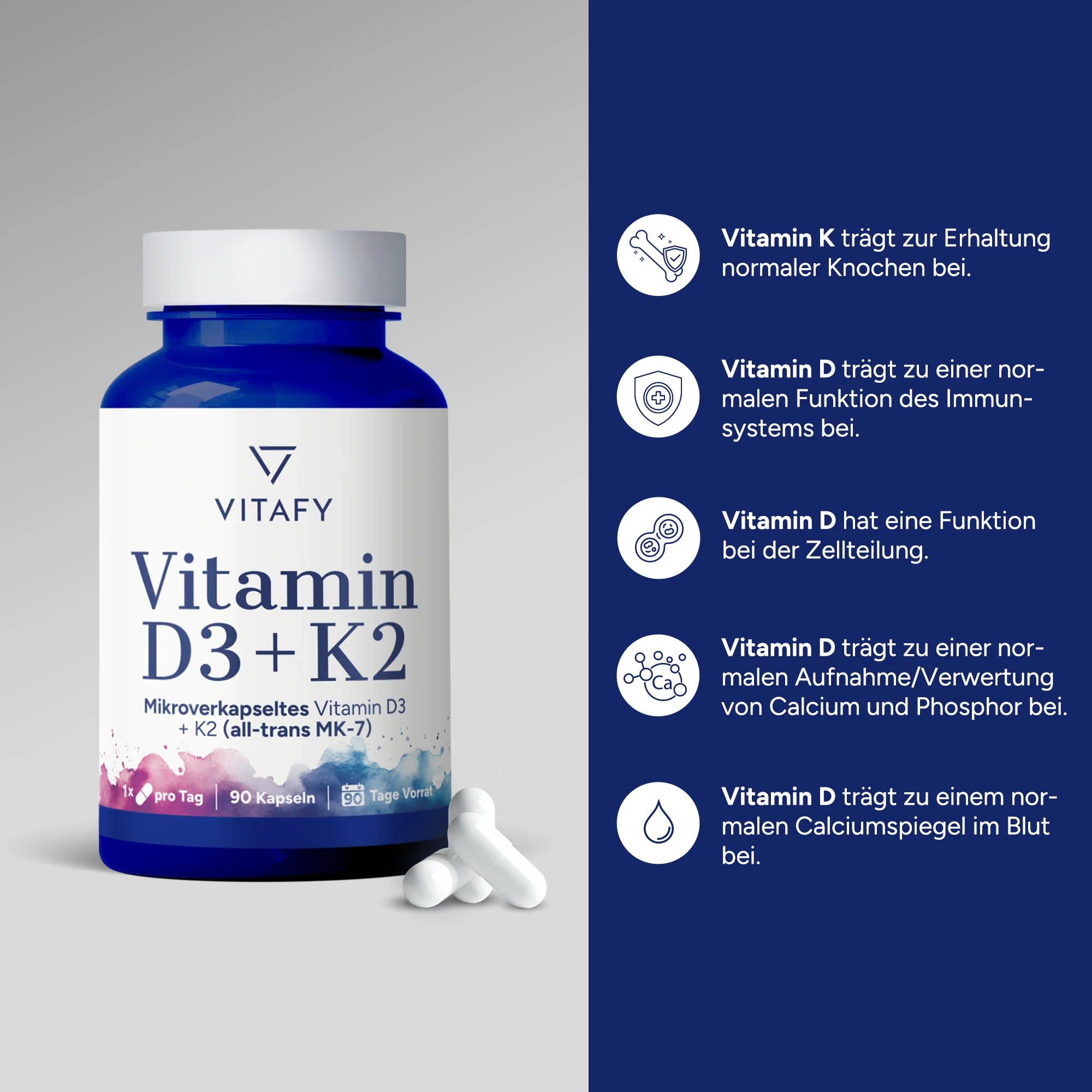 Vitamine D3+K2 (90 capsules) - Image 2