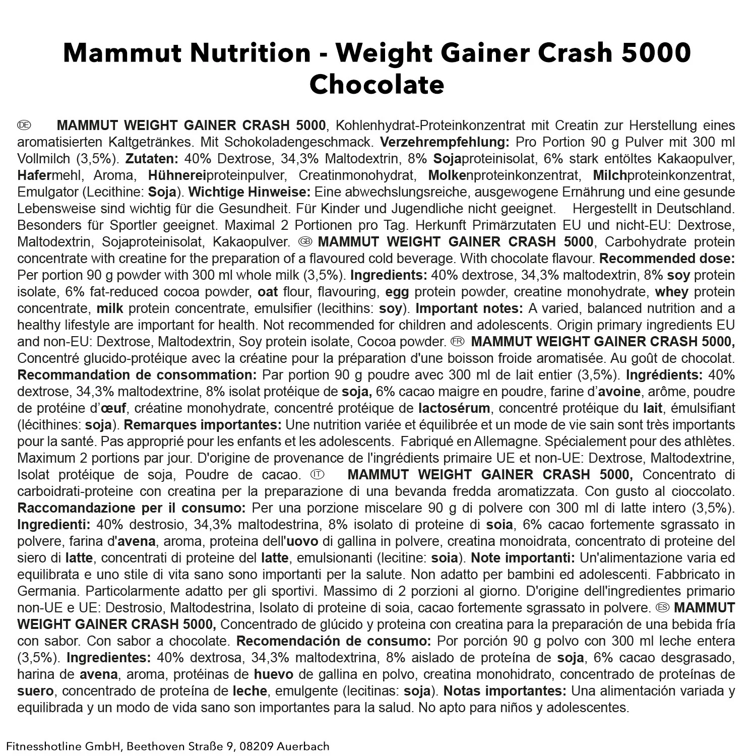 Weight Gainer Crash 5000 (4500g) - Image 8